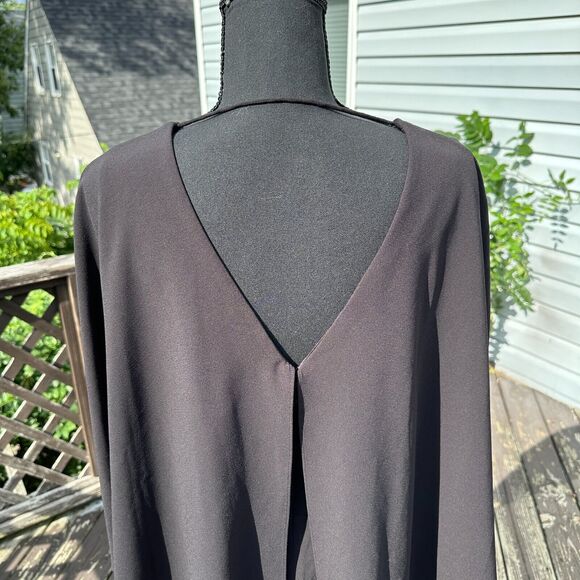 Halston Heritage Dress 10 V-Neck Cocktail Cape Black Event Formal New Year Party - Picture 9 of 15